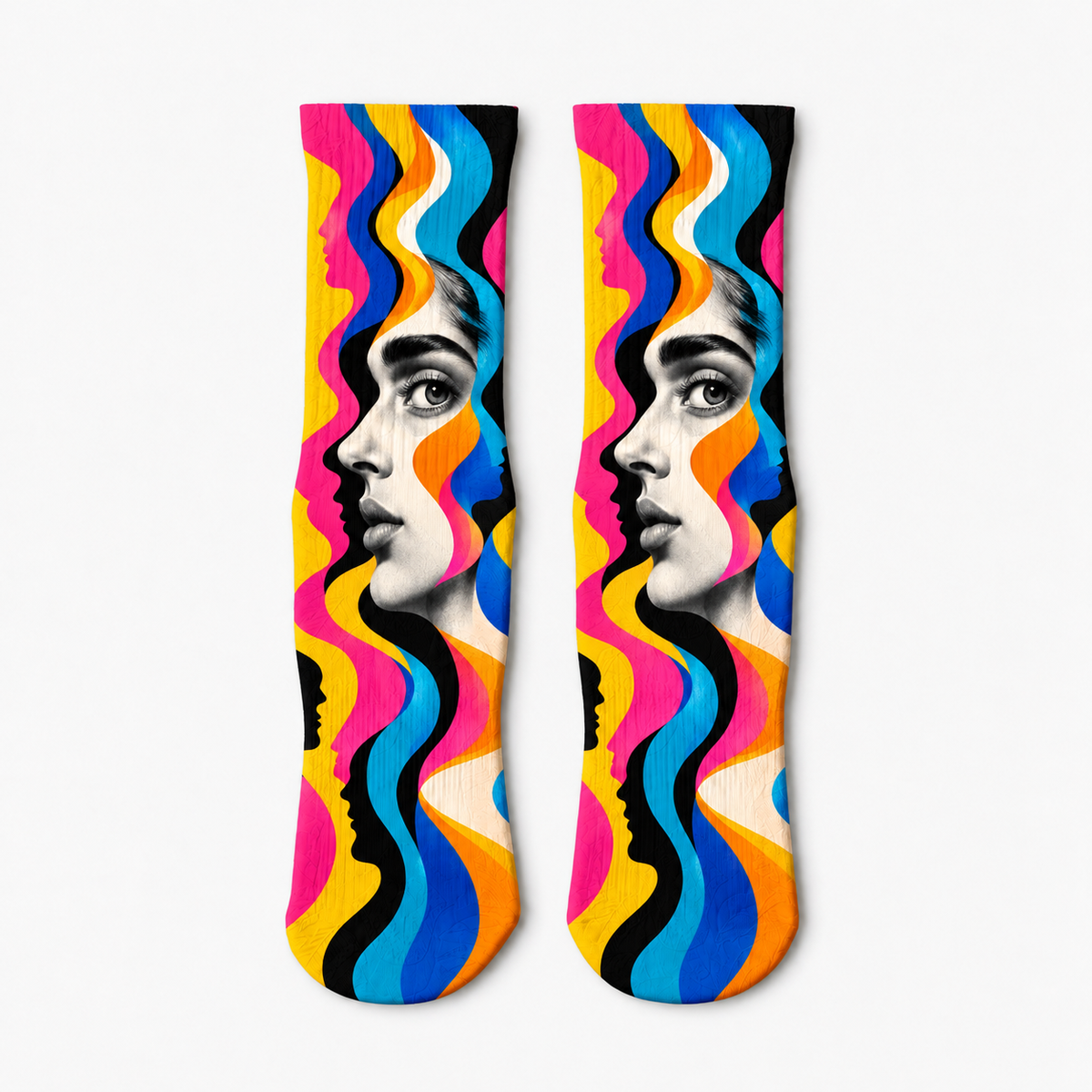 Illusion Neon Portraits socks