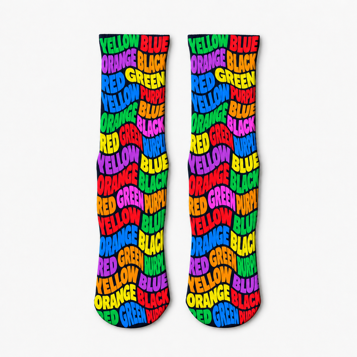 Illusion Psychedelic Word Pattern Black socks