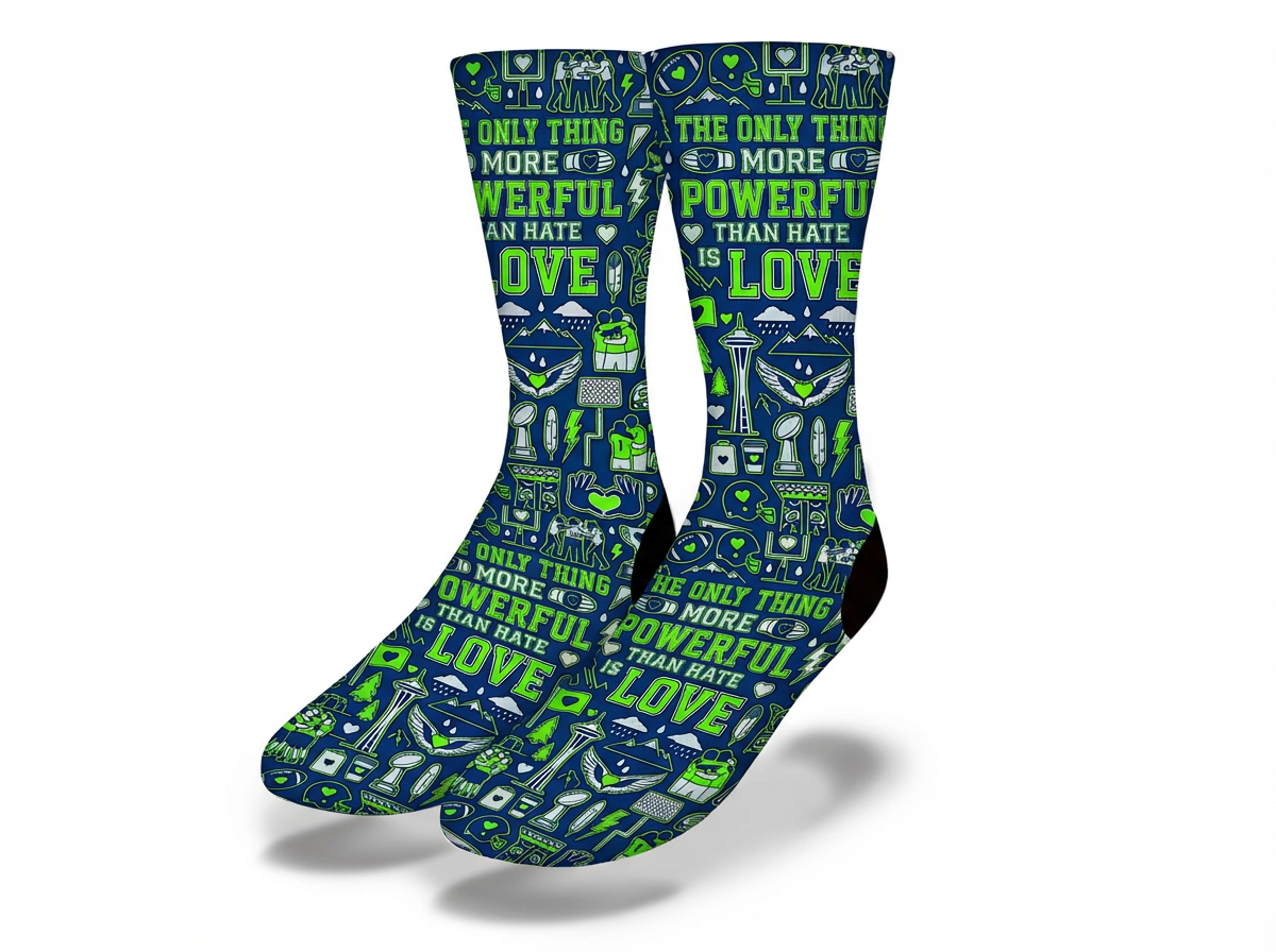 Love Over Hate Bad Bunny Inspired Seattle Socks