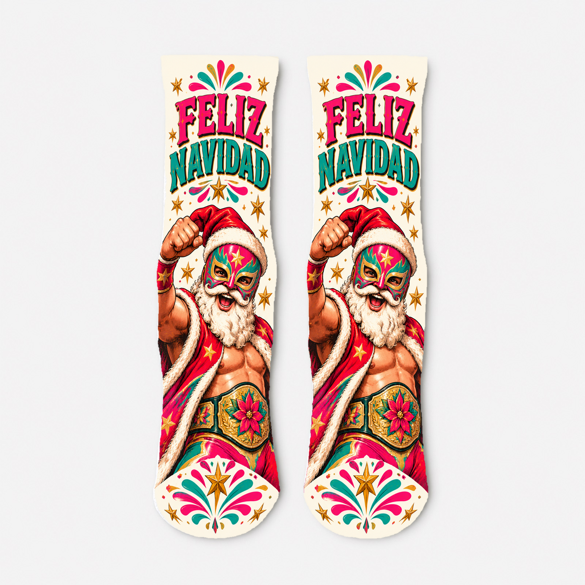 Christmas 20 Lucha Santa Feliz Navidad socks