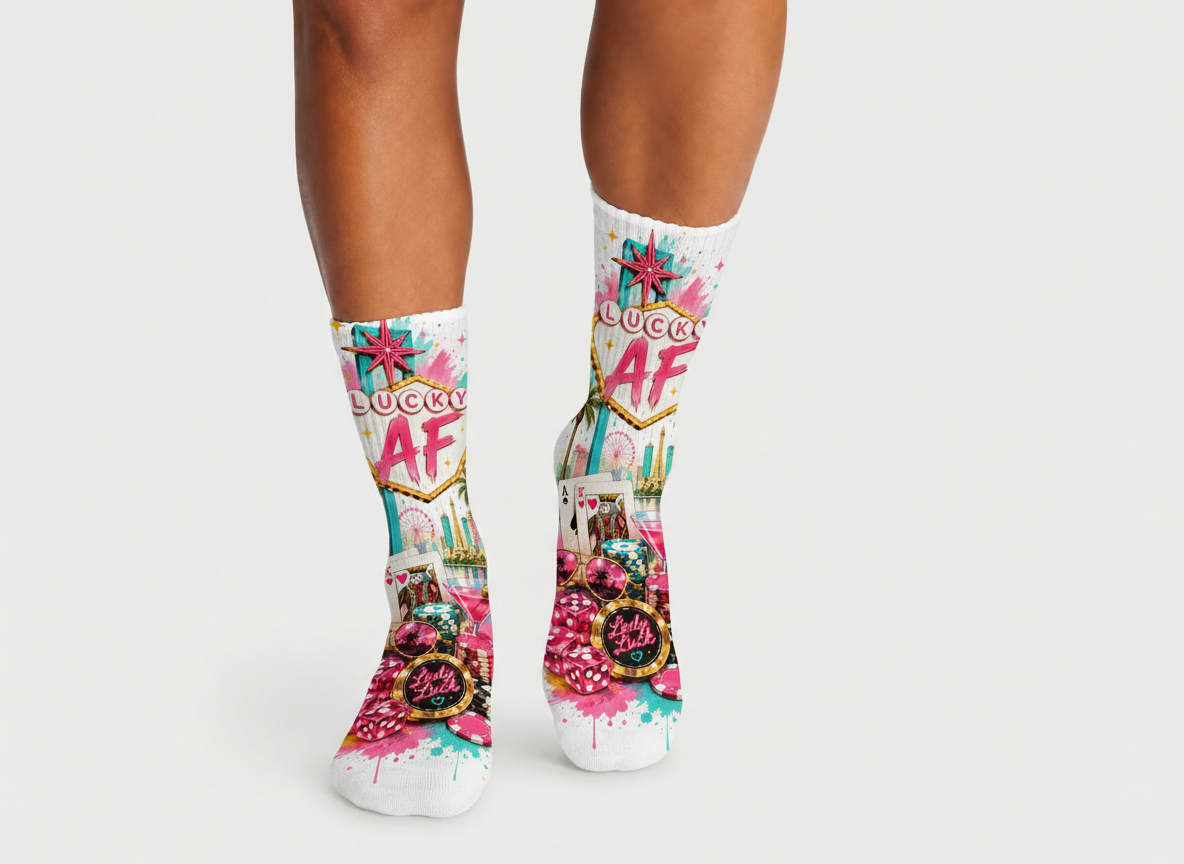 Vegas Lucky AF Pink 2 socks