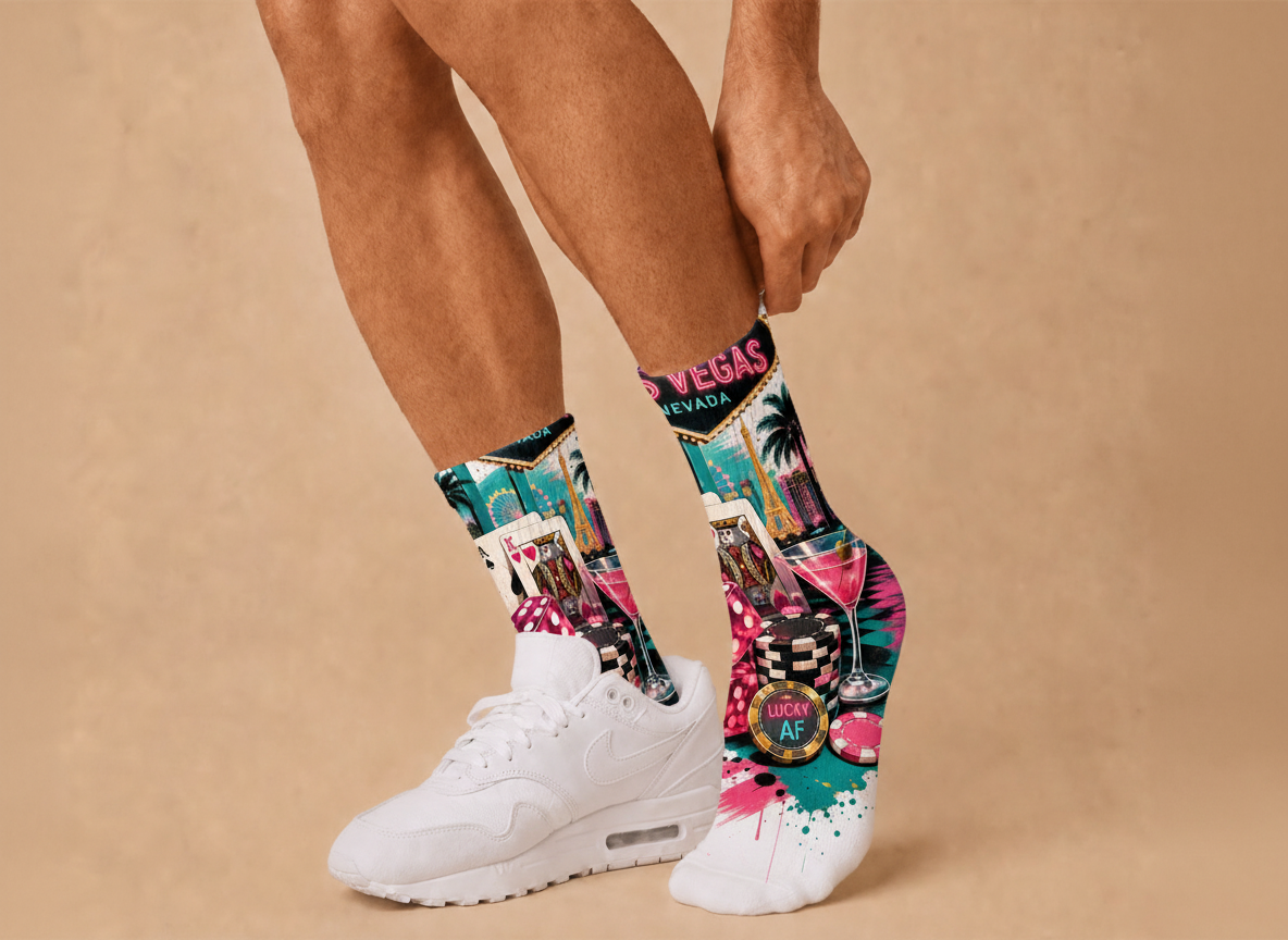 Vegas Lucky AF Pink socks