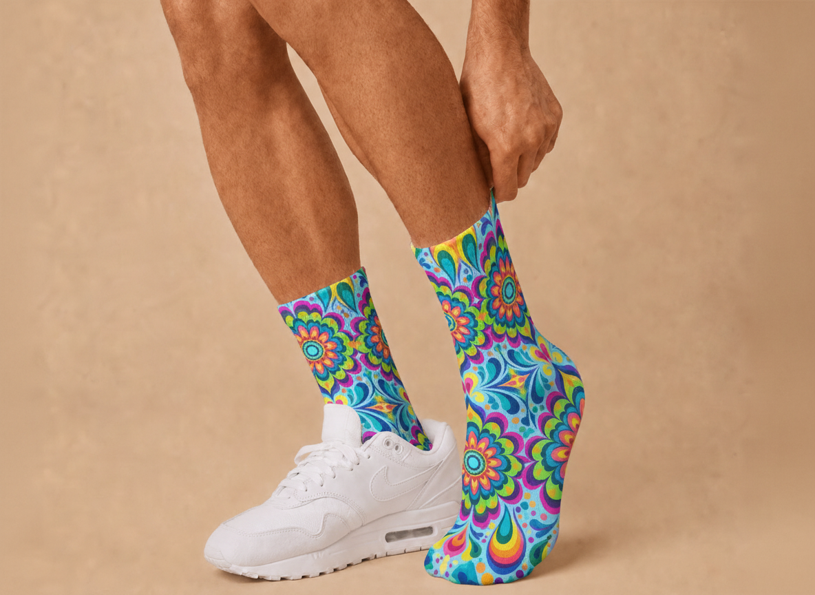 Psychedelic Mandala Burst socks