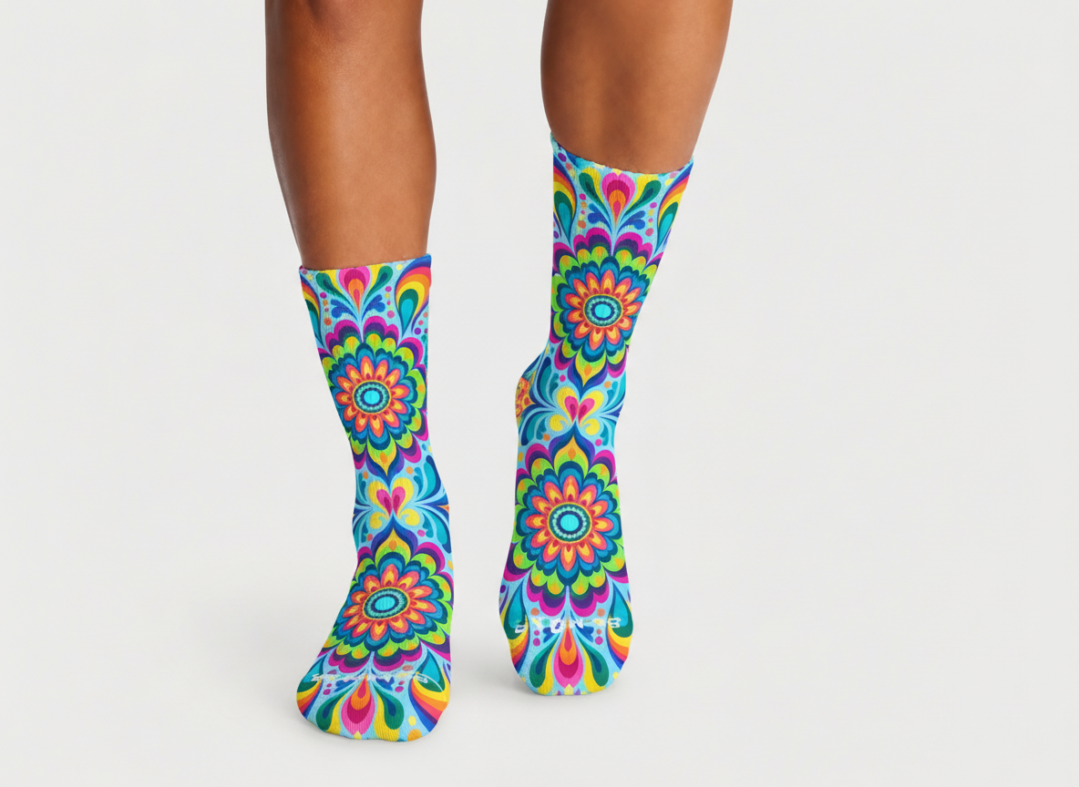 Psychedelic Mandala Burst socks