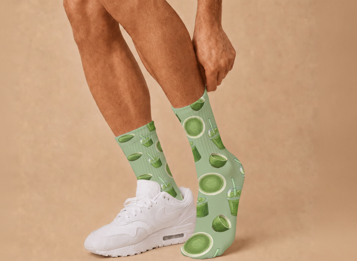 Cozy Matcha Smoothie cups socks