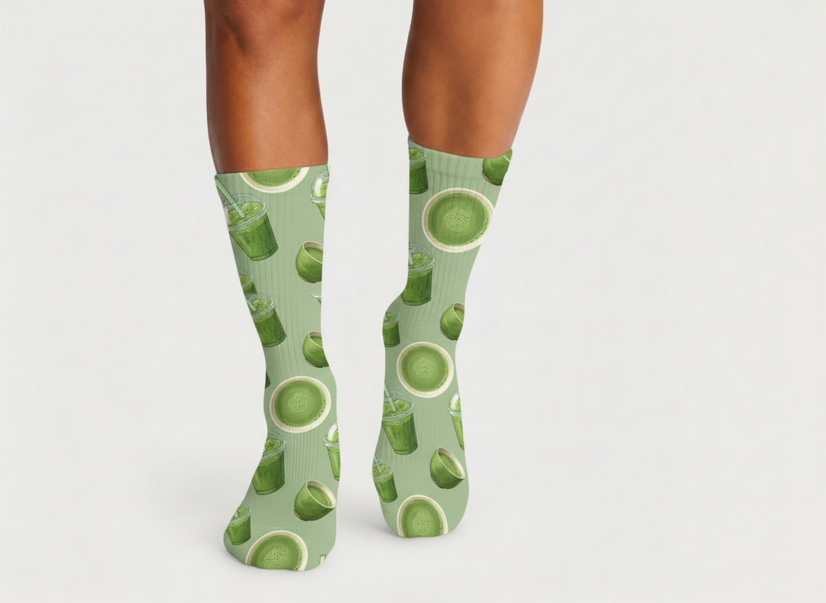 Cozy Matcha Smoothie cups socks