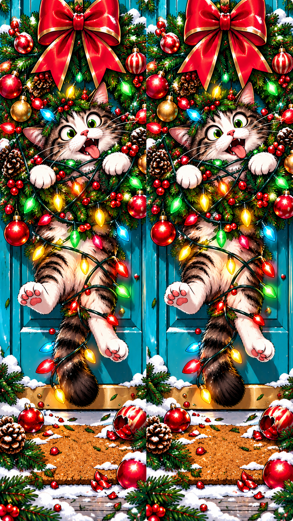 Christmas 18 Mischievous Cat Wreath socks