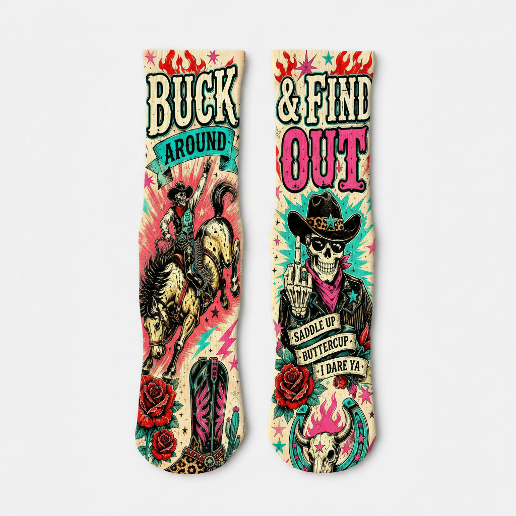 Modern Western Buck Around socks