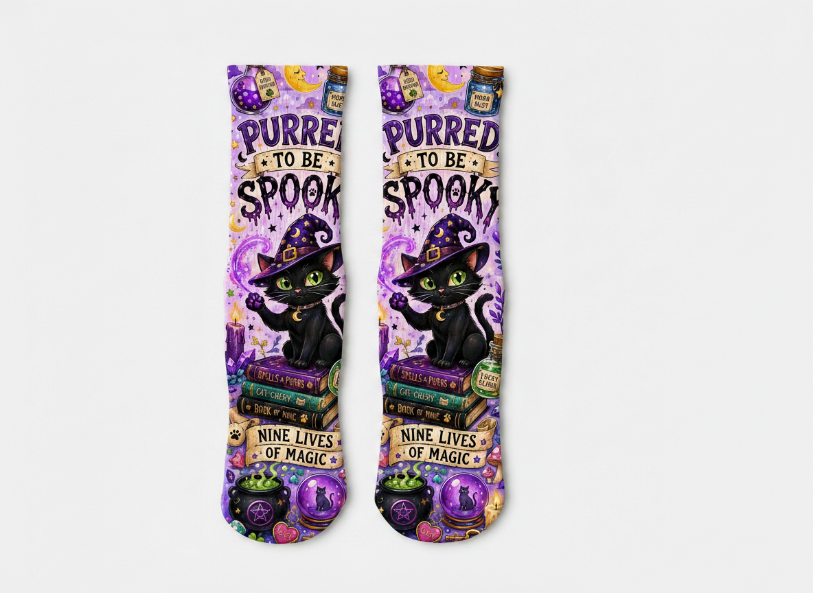 Mystical Purred To Be Spooky socks
