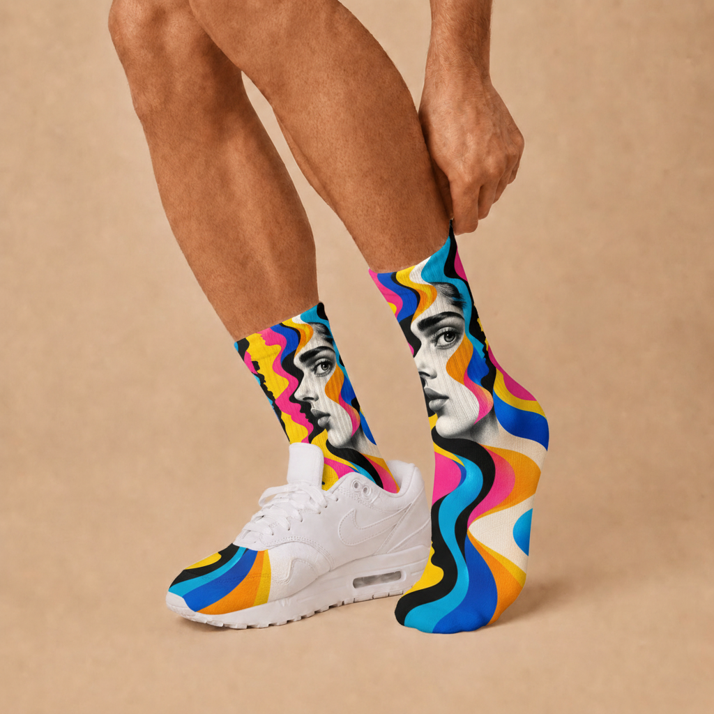 Illusion Neon Portraits socks