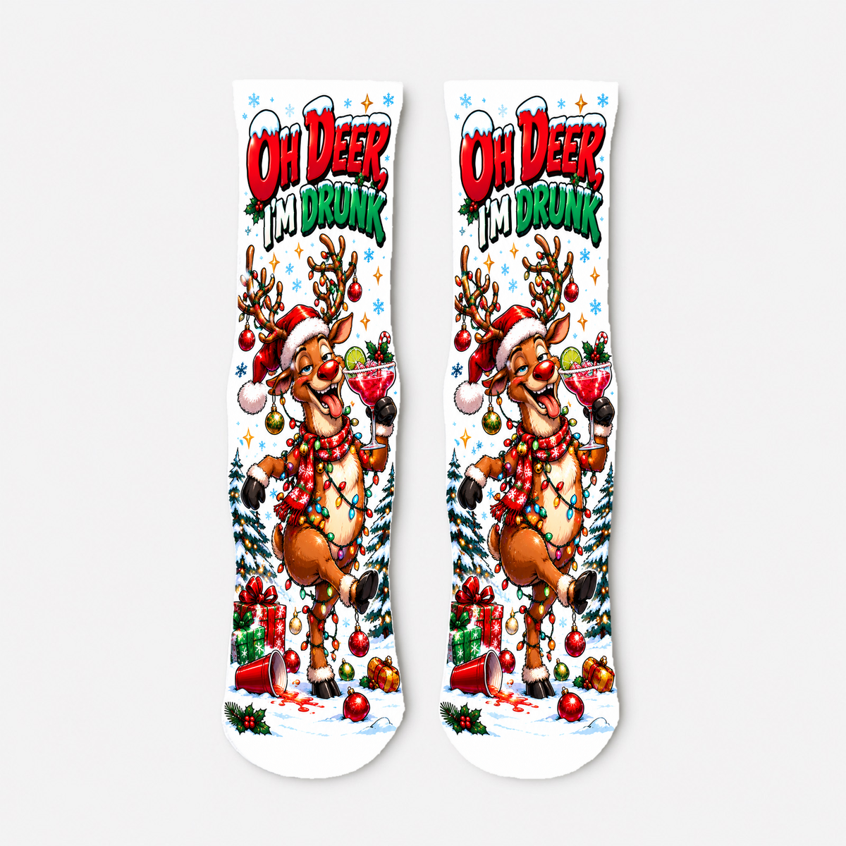 Christmas 16 Oh Deer, Im Drunk Reindeer Sock