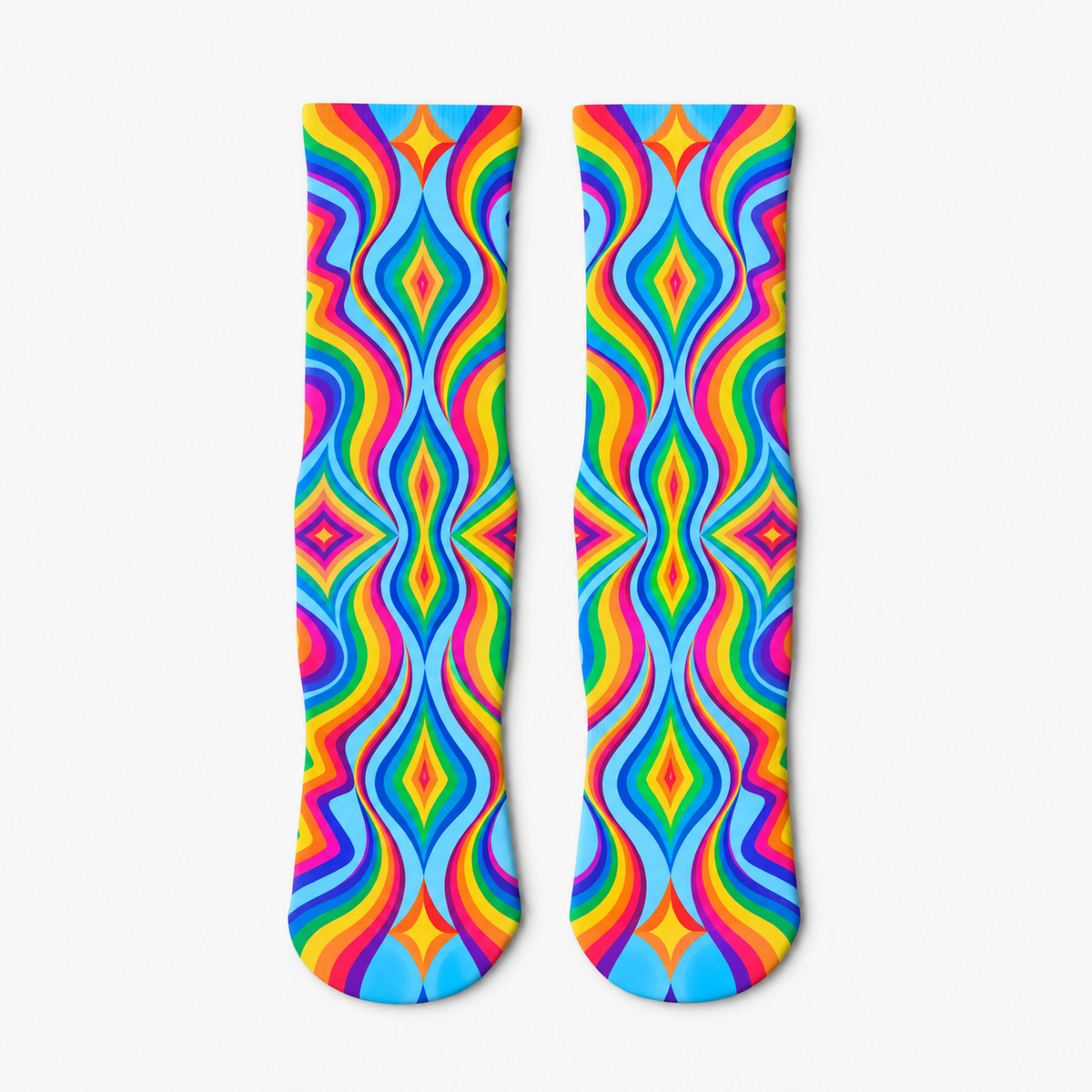 Psychedelic Rainbow Ripple socks