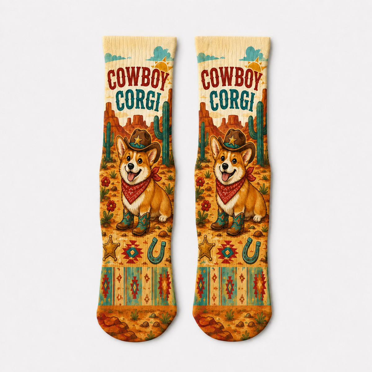 Pets Cowboy Corgi socks