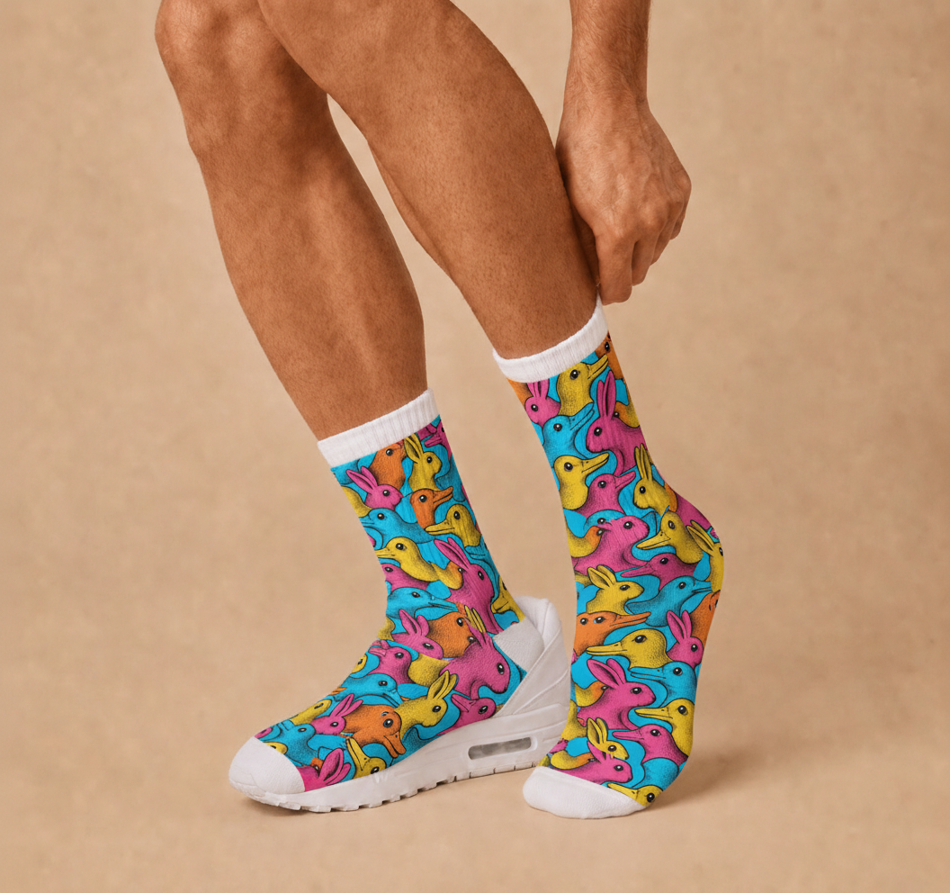 Illusion Pop Art Duck Rabbit socks