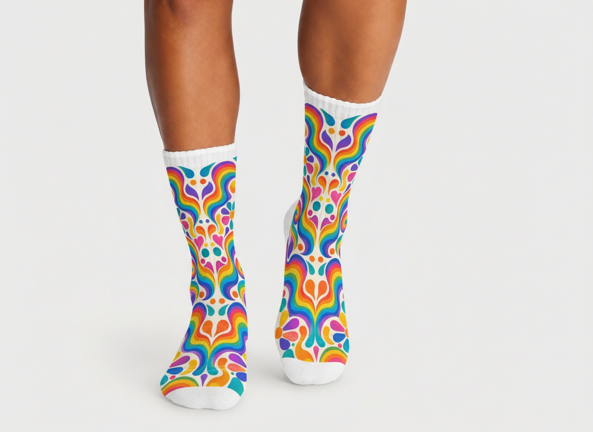 Psychedelic Rainbow Flow socks