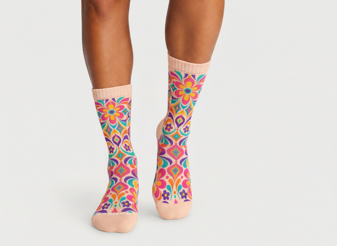 Psychedelic Retro Bloom socks