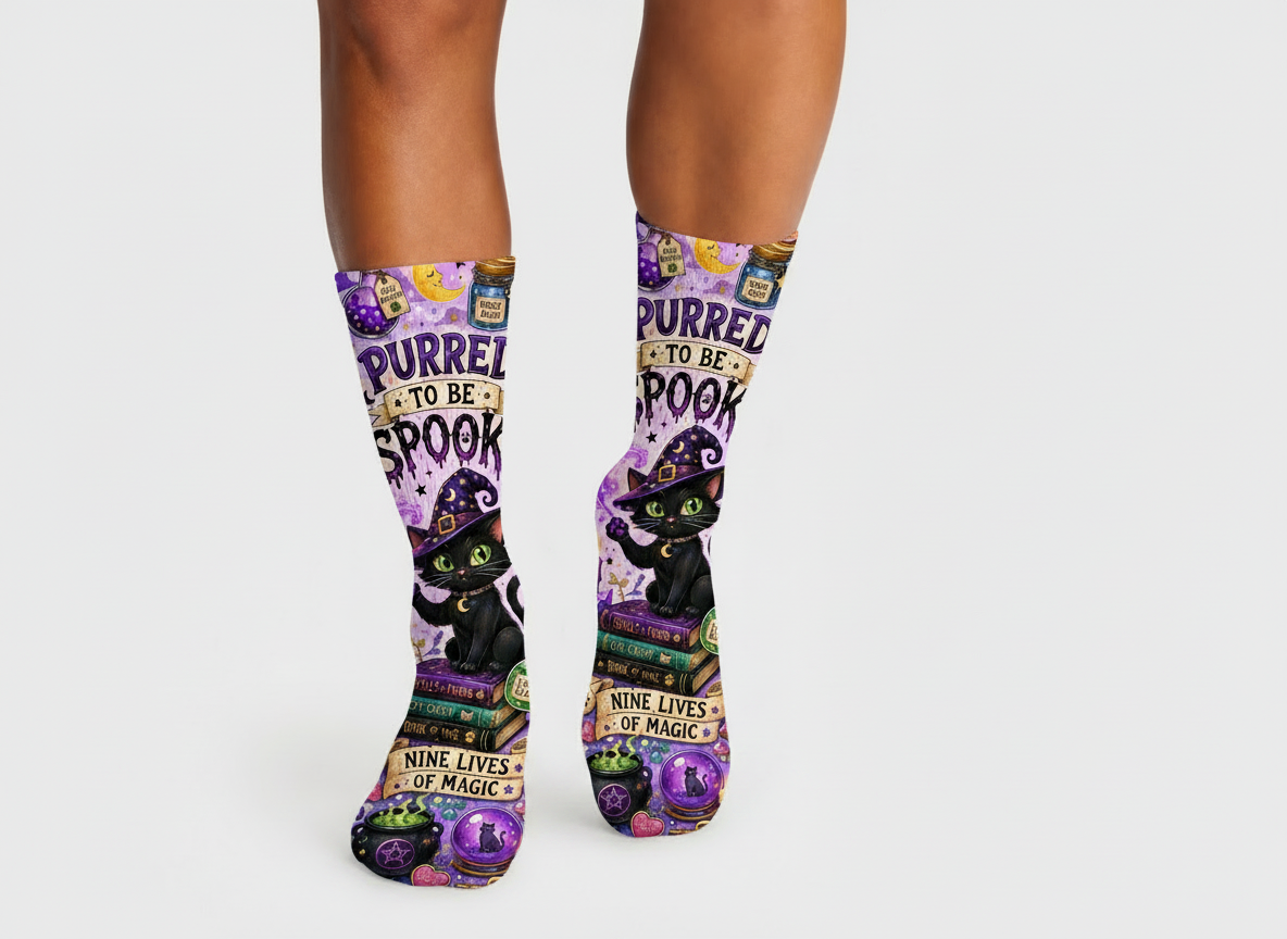 Mystical Purred To Be Spooky socks