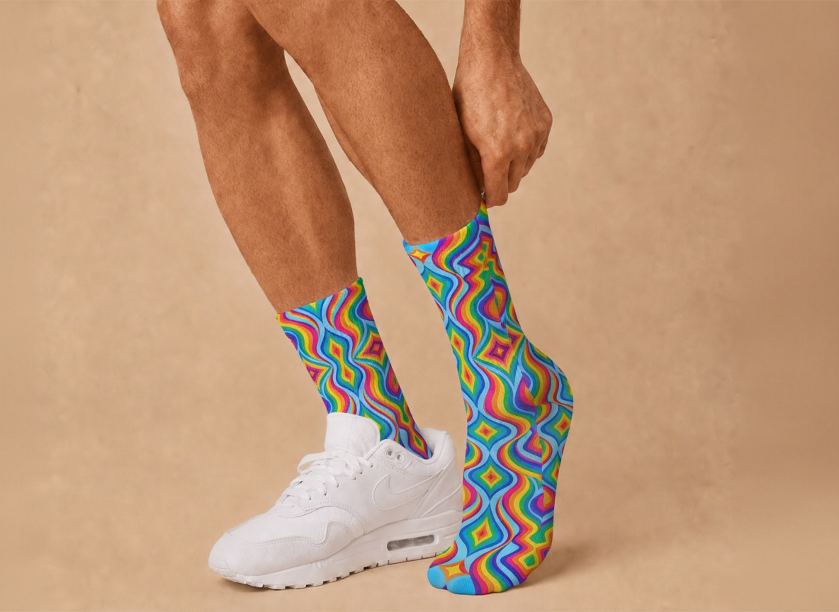 Psychedelic Rainbow Ripple socks