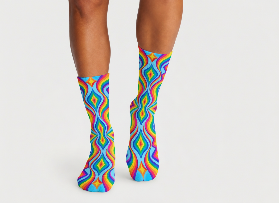 Psychedelic Rainbow Ripple socks