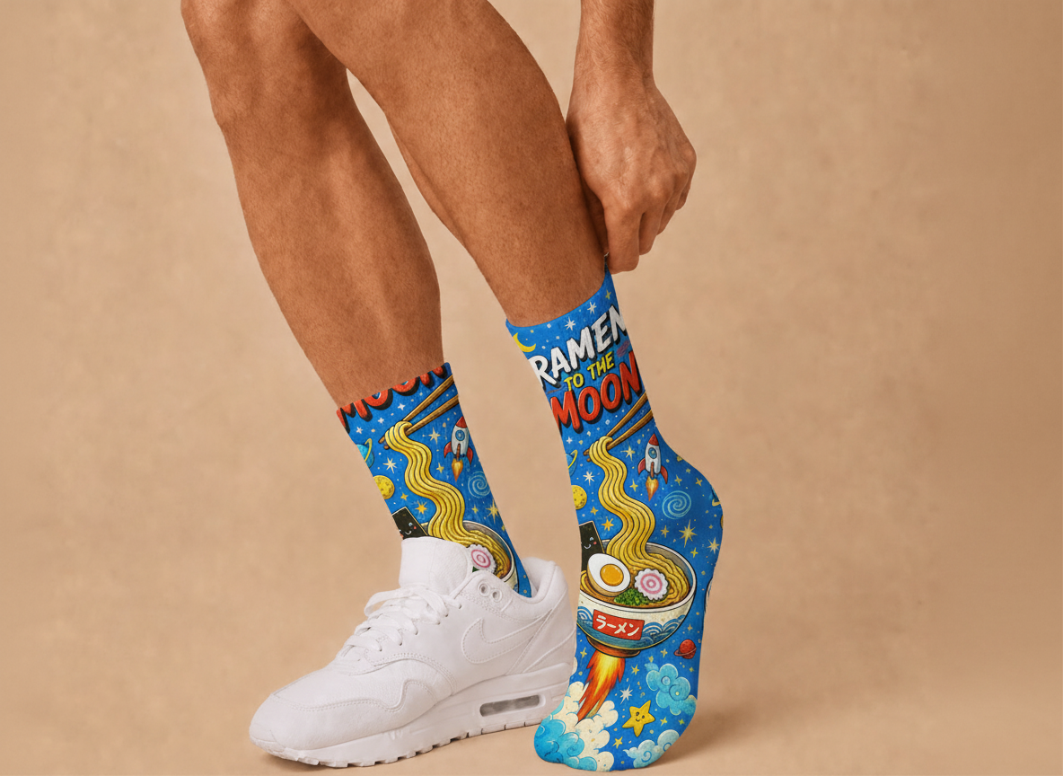 Food Ramen to the Moon socks