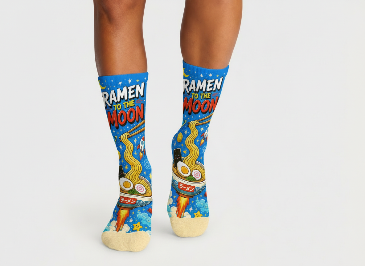 Food Ramen to the Moon socks