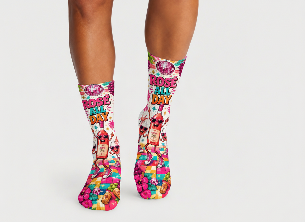 Wine Rosé All Day Disco socks