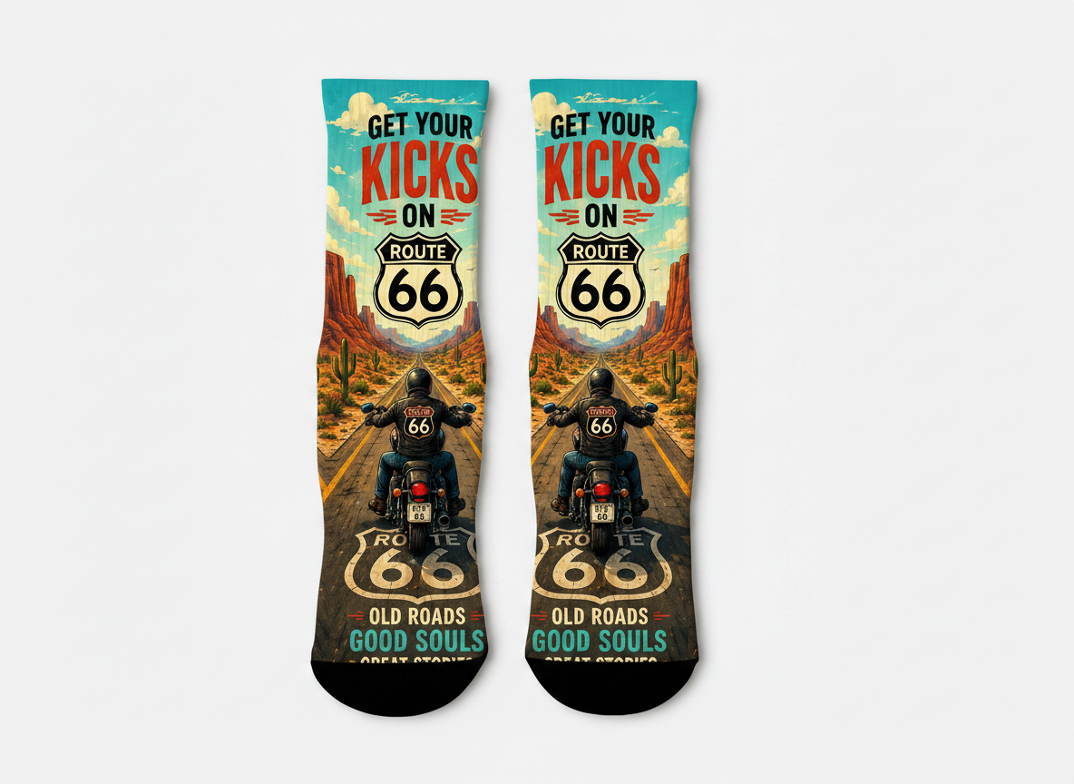 Route 66 Get Your Kicks socks