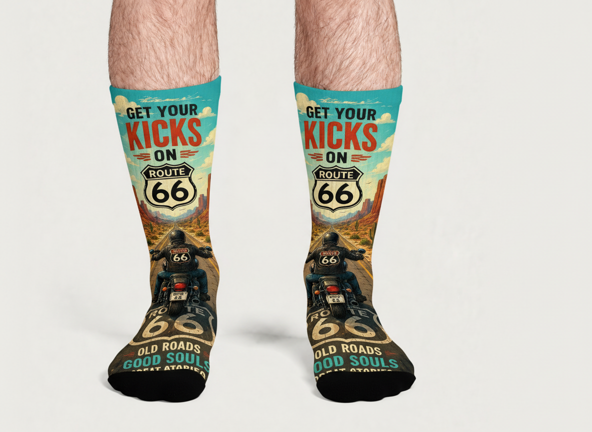 Route 66 Get Your Kicks socks