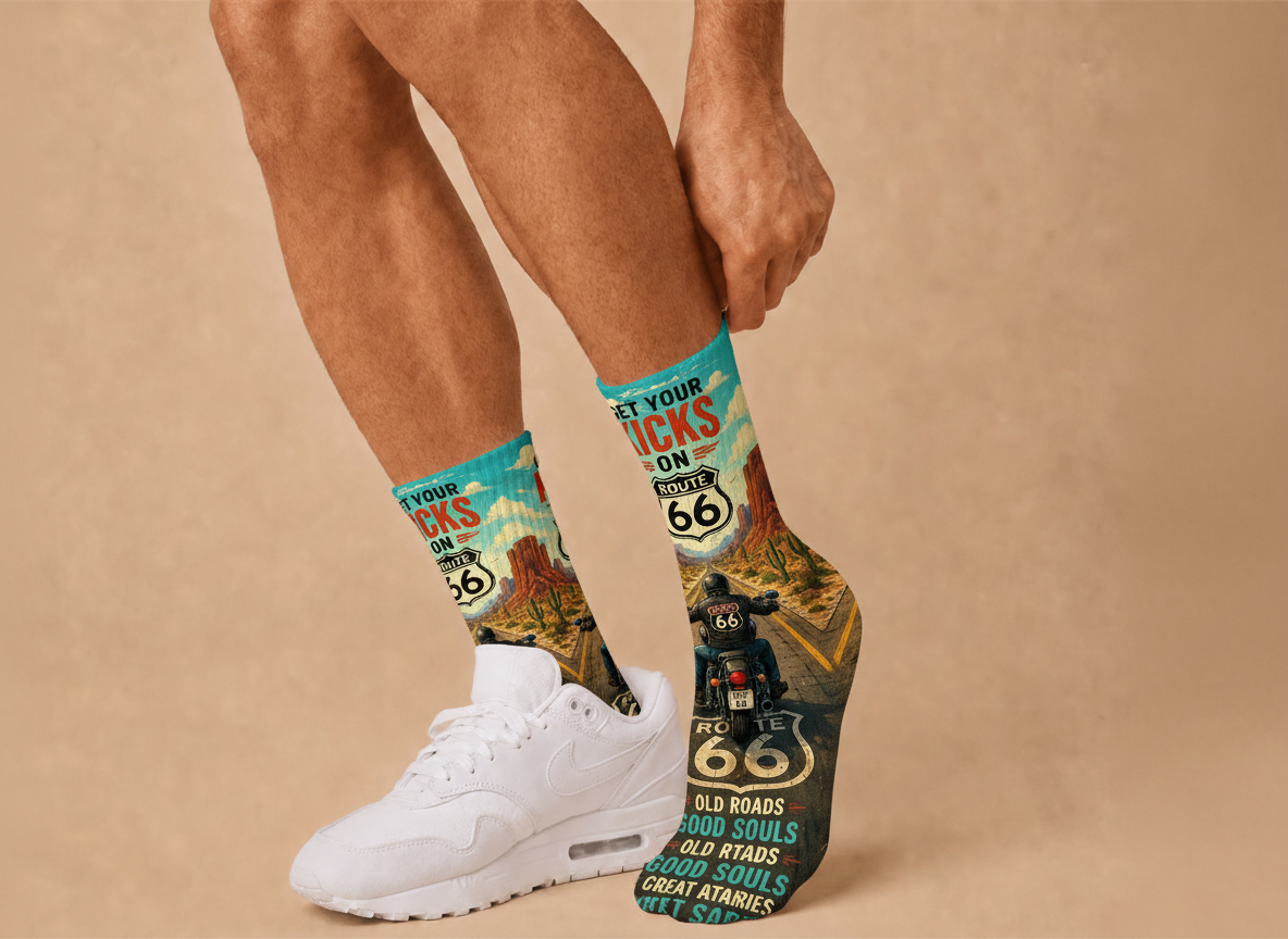 Route 66 Get Your Kicks socks