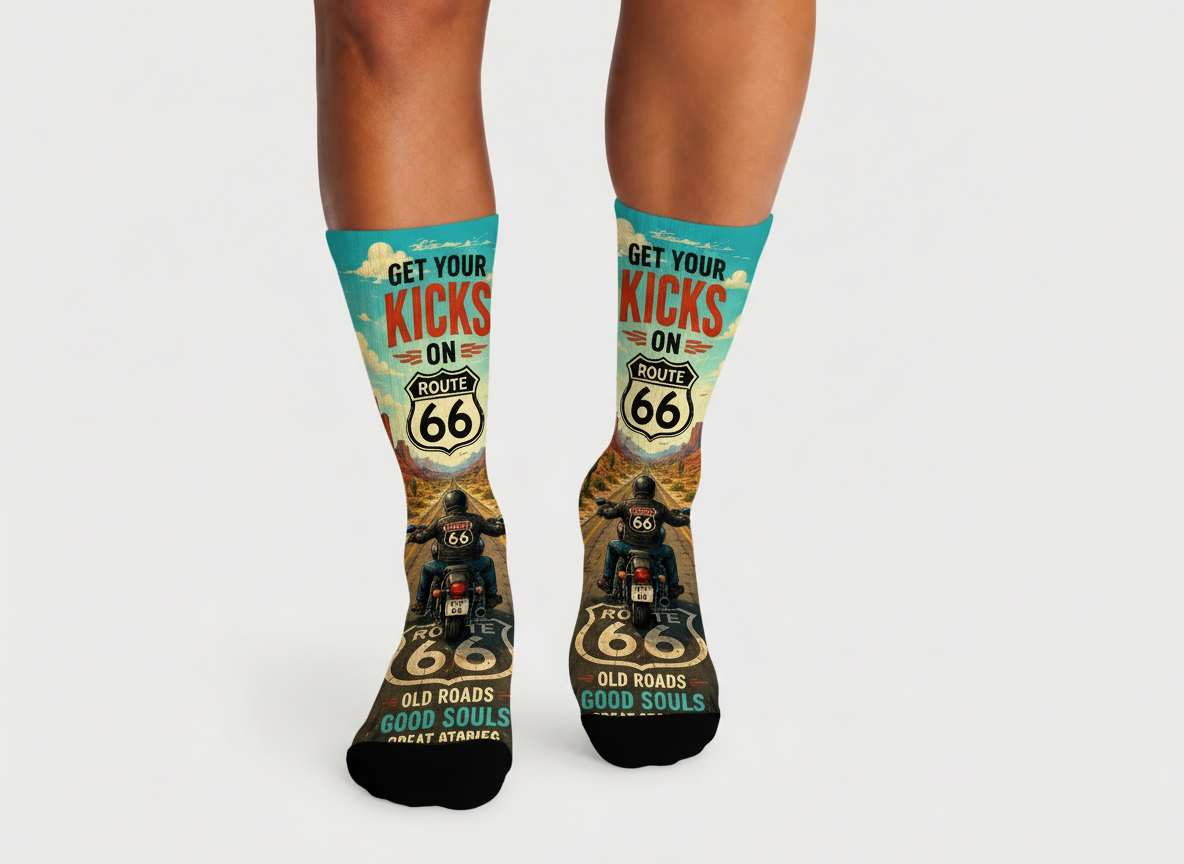 Route 66 Get Your Kicks socks