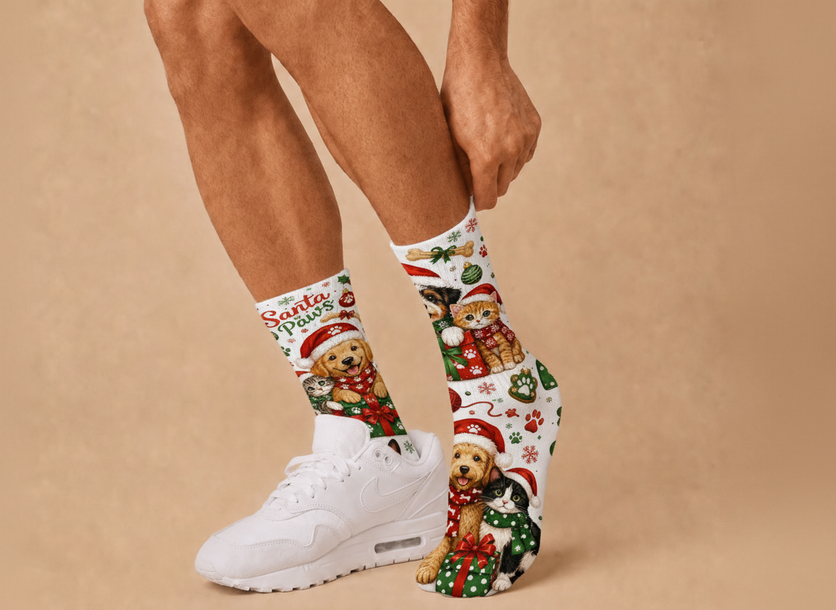Christmas Santa Paws socks
