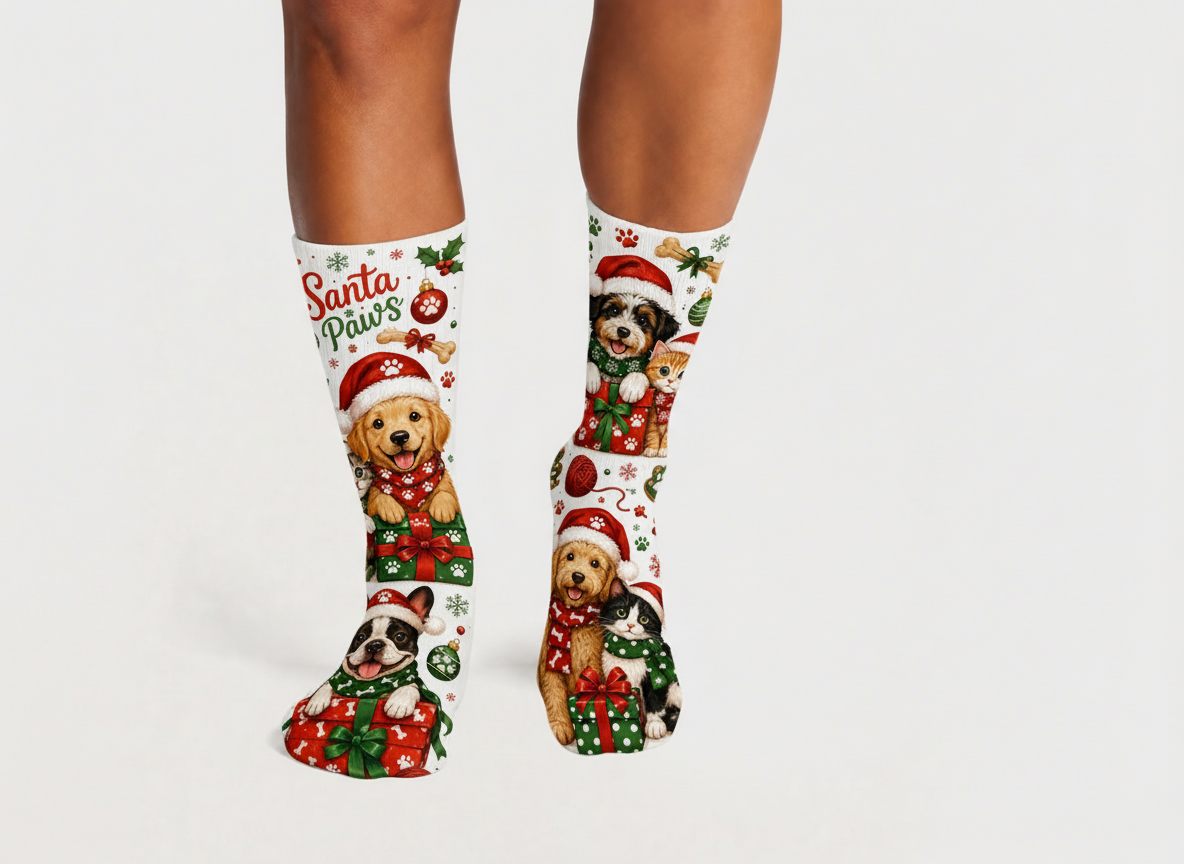 Christmas Santa Paws socks