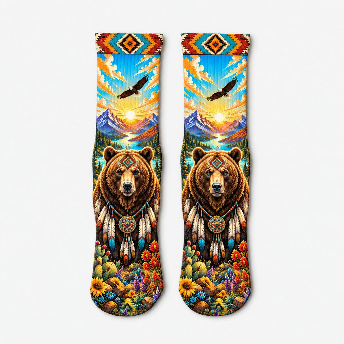 Southwestern Bear Sunrise socks