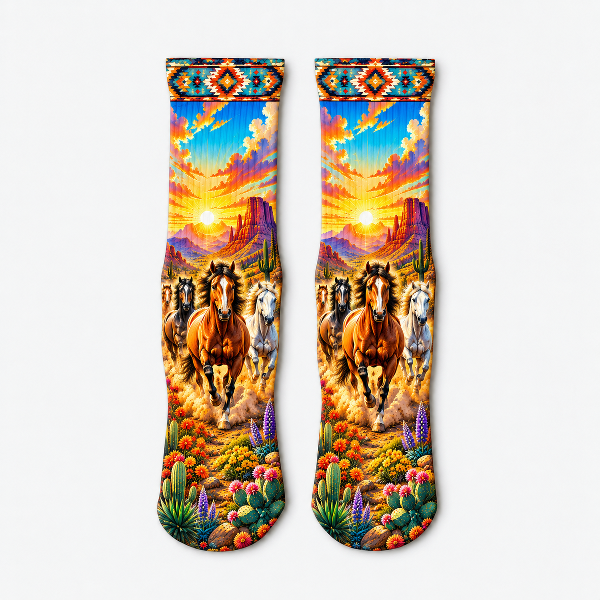 Southwestern Horses Sunset socks