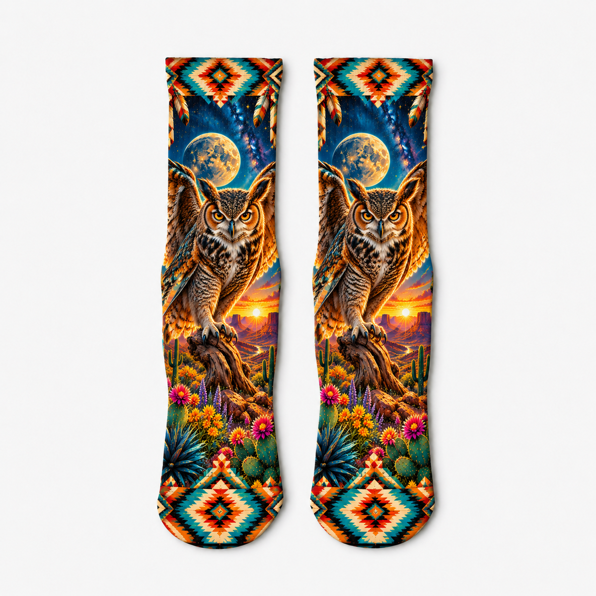 Southwestern Owl Moon socks