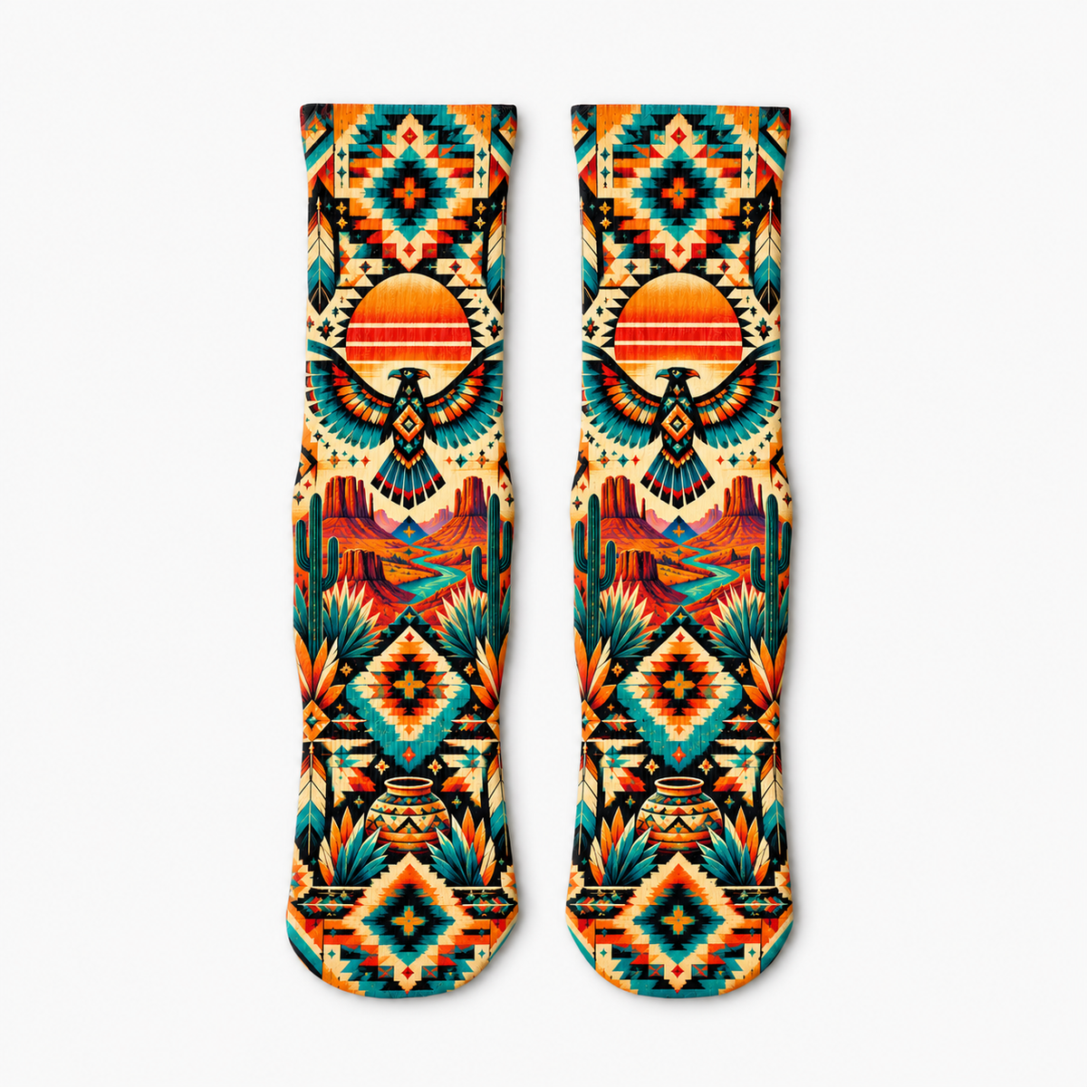 Southwestern Thunderbird Sunset socks