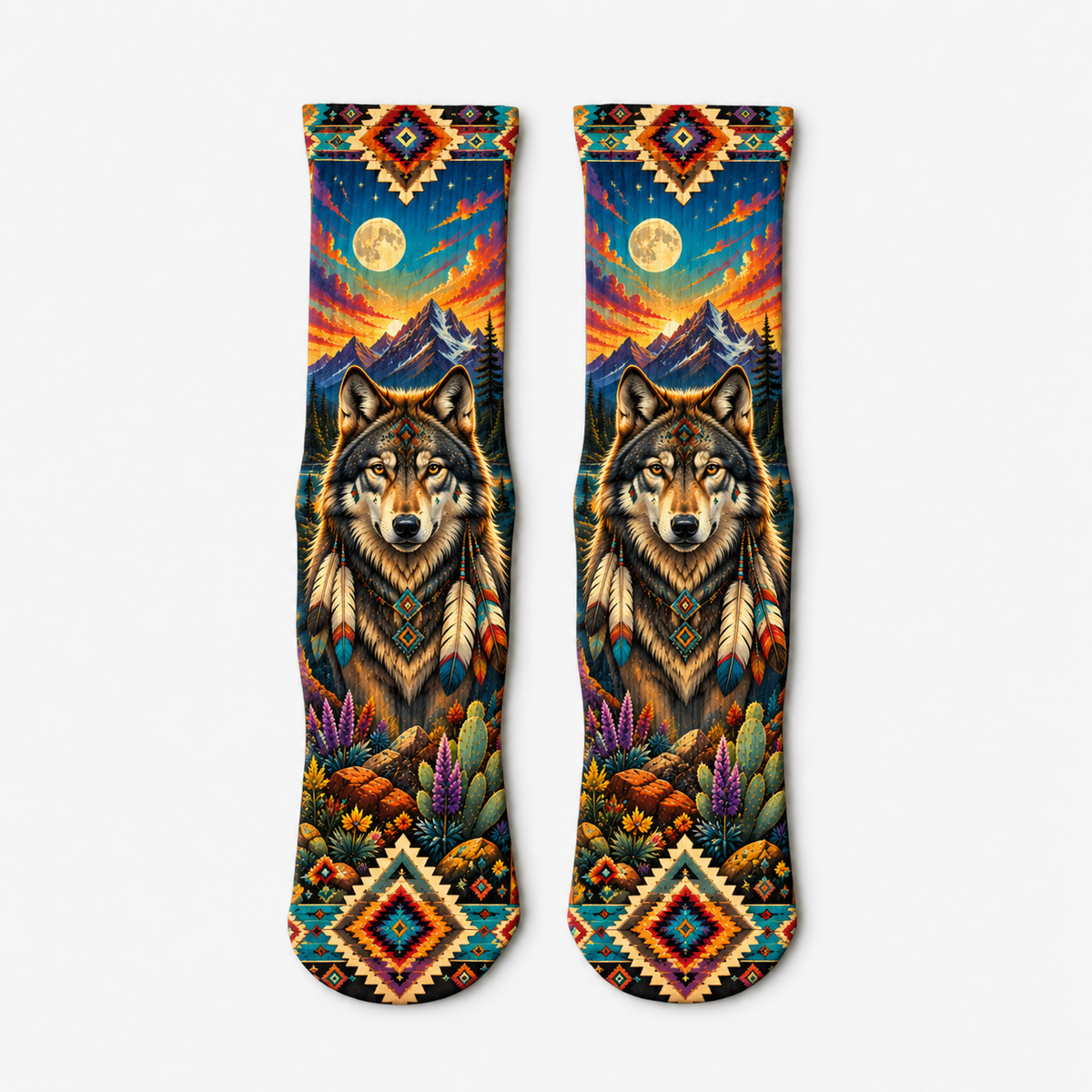 Southwestern Wolf Moon socks