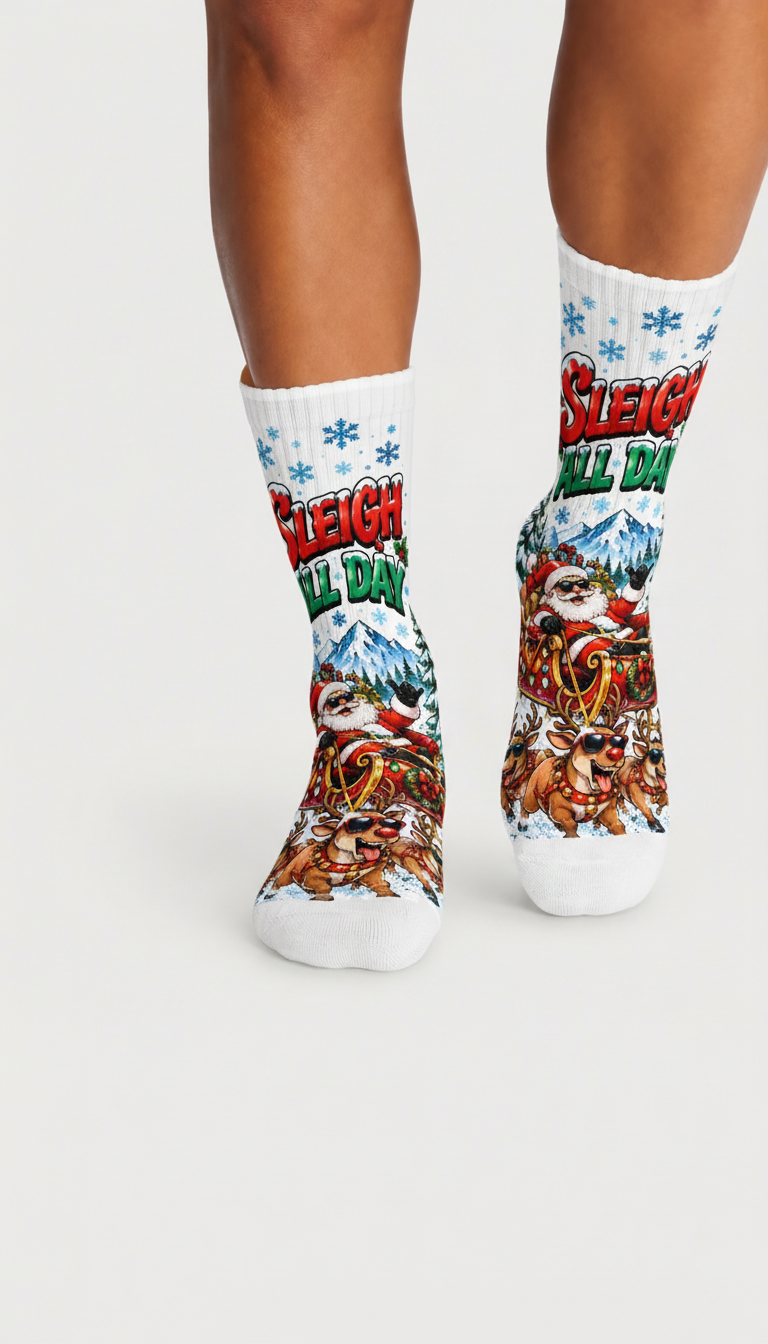 Christmas 7 Sleigh All Day Santa Ride socks