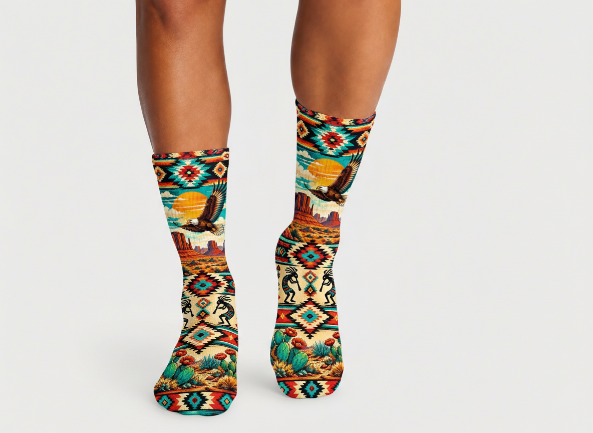 Southwestern Eagle Desert Textile socks