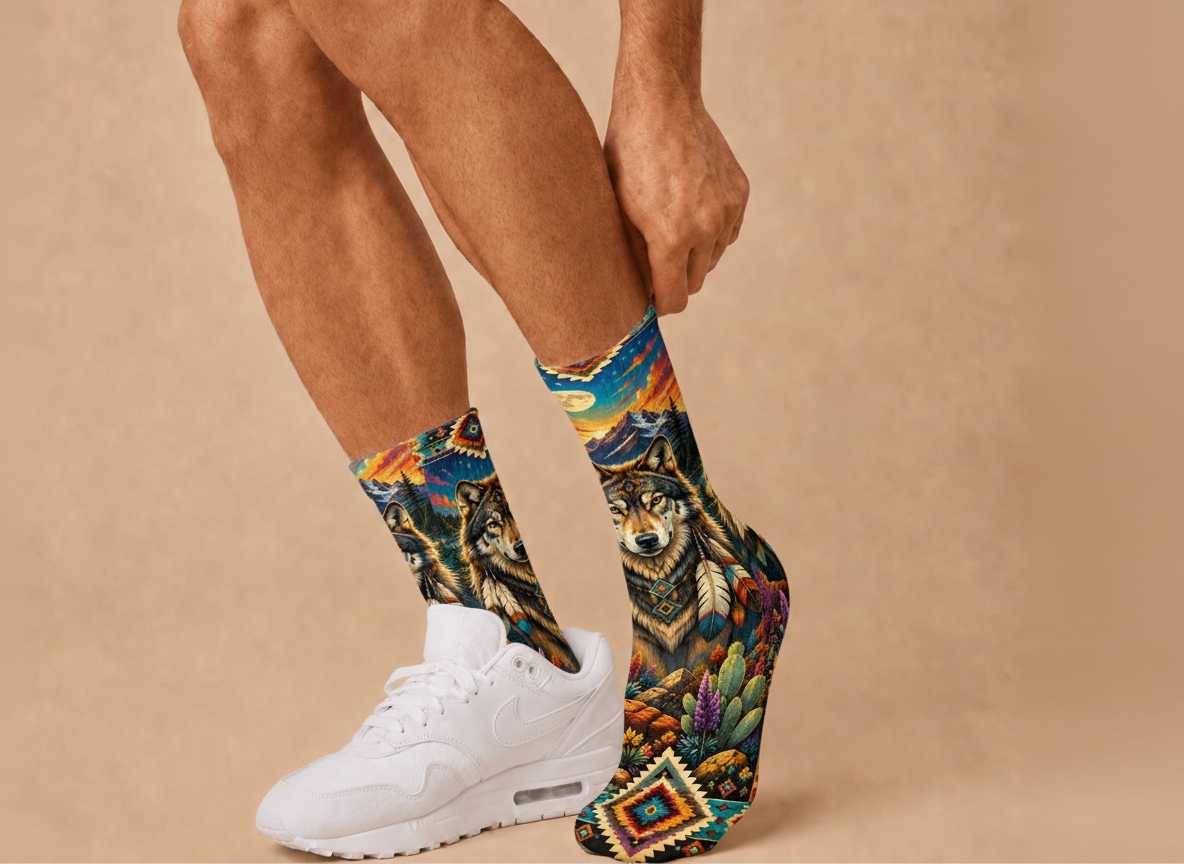 Southwestern Wolf Moon socks