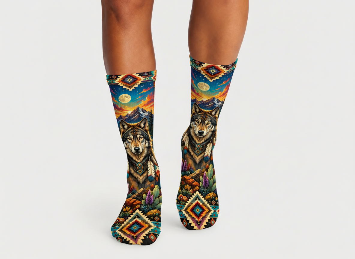 Southwestern Wolf Moon socks