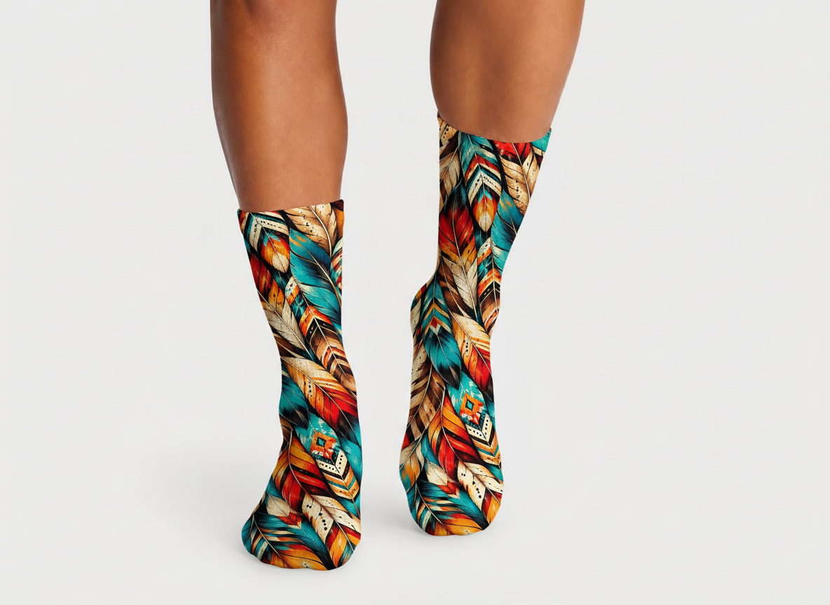 Southwestern Tribal Feather Pattern socks