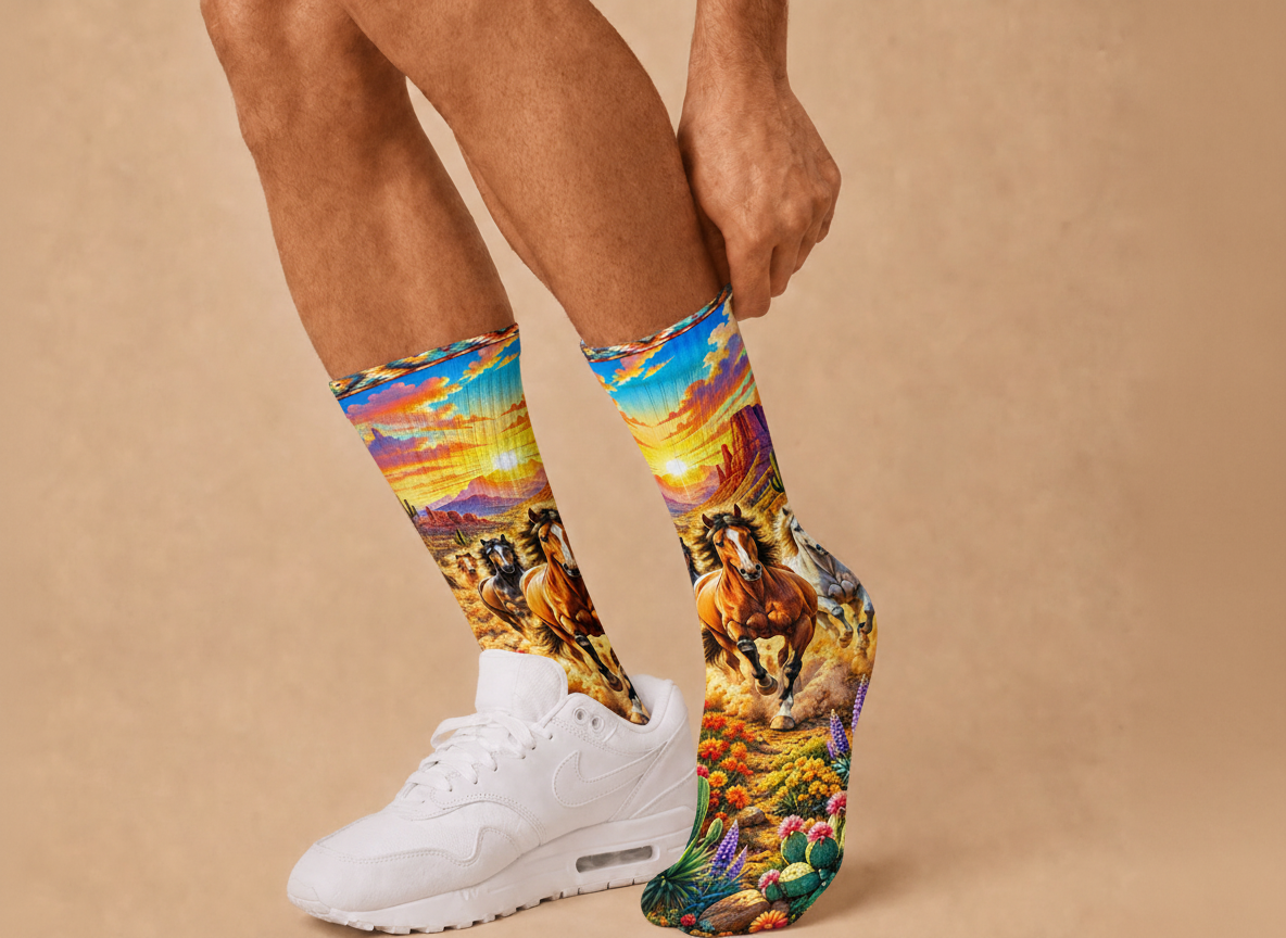 Southwestern Horses Sunset socks