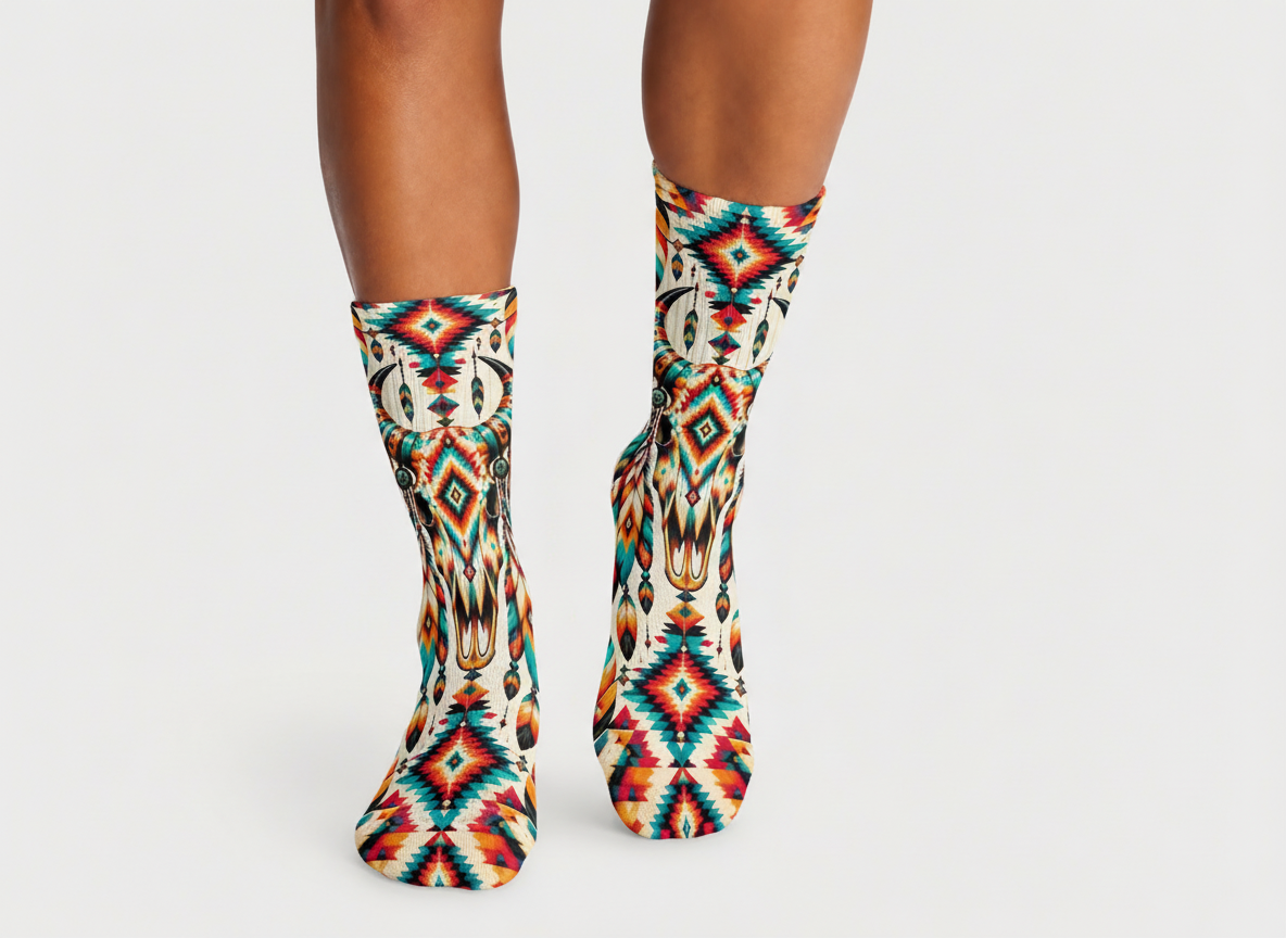 Southwestern Longhorn Skull socks