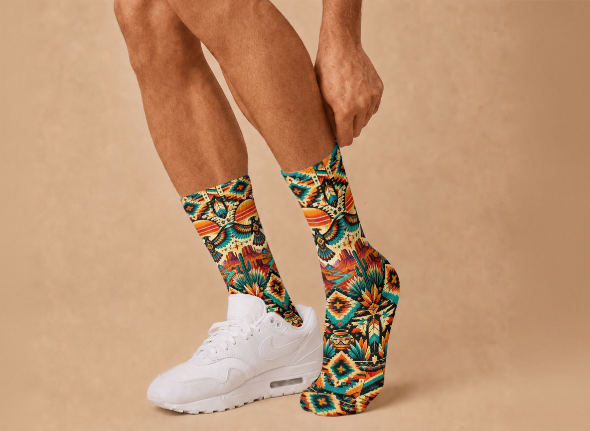 Southwestern Thunderbird Sunset socks