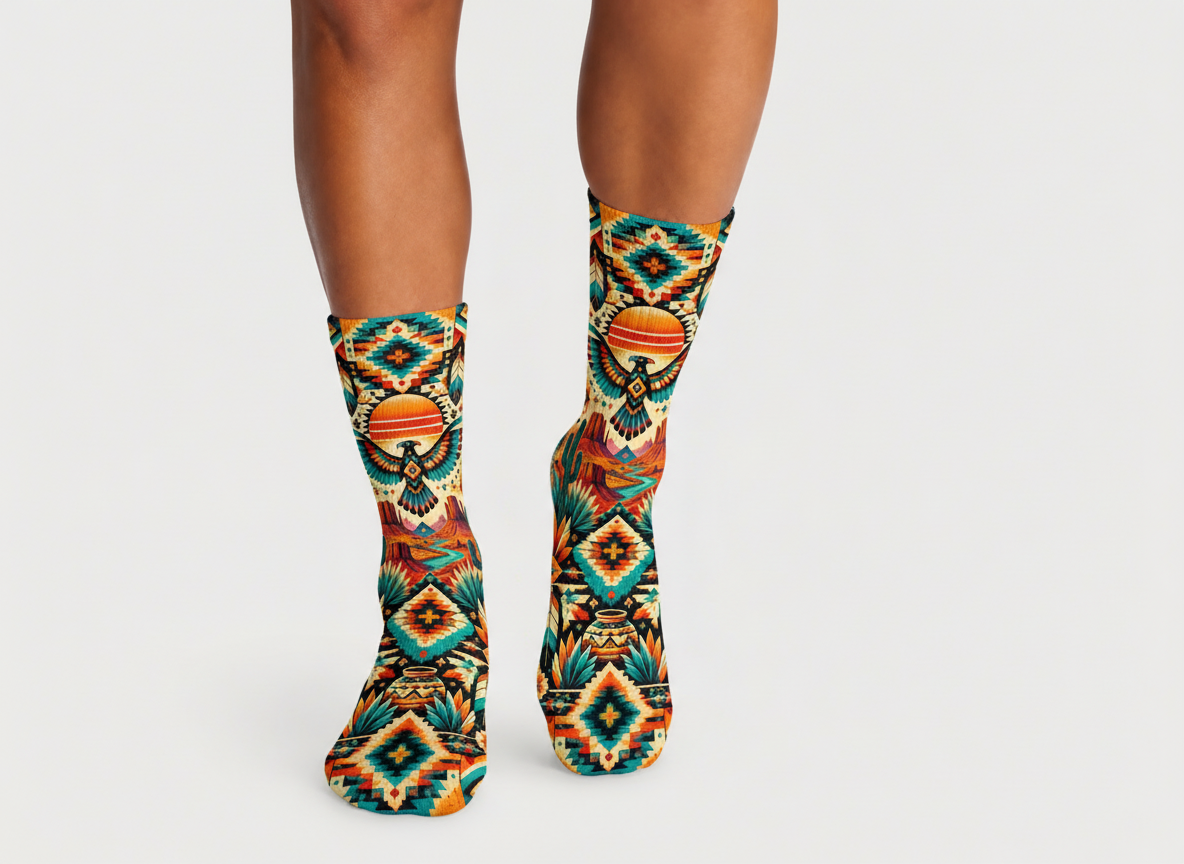 Southwestern Thunderbird Sunset socks
