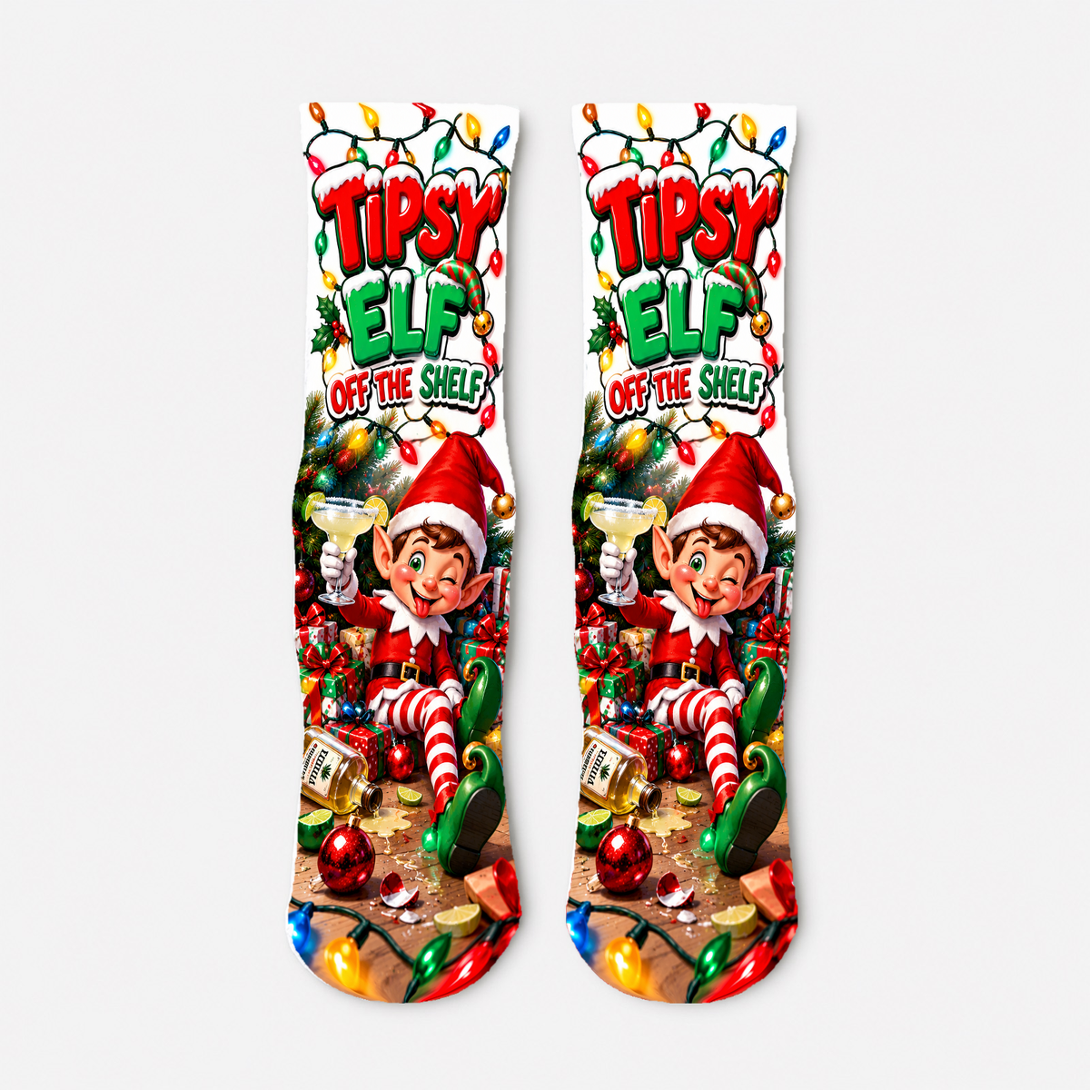 Christmas 9 Tipsy Elf Off the Shelf socks