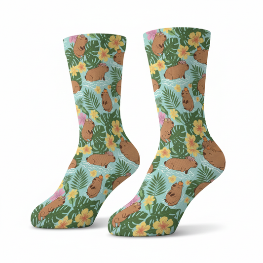 Tropycal Capybara Socks