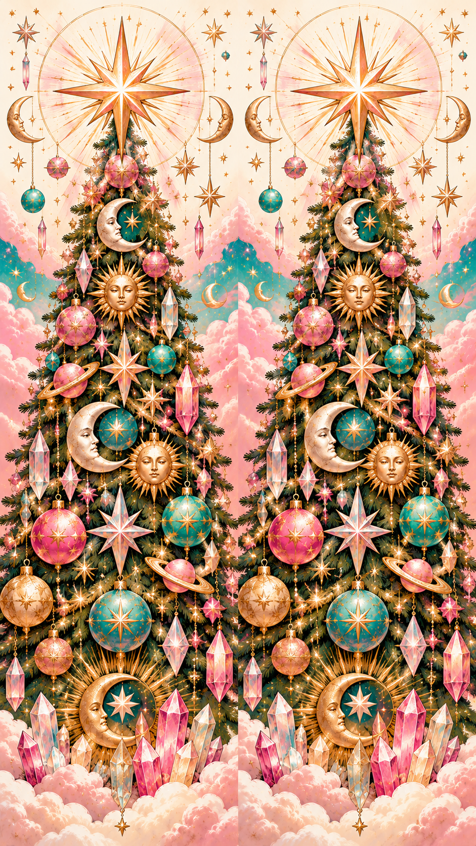 Christmas 5 Celestial Trees socks
