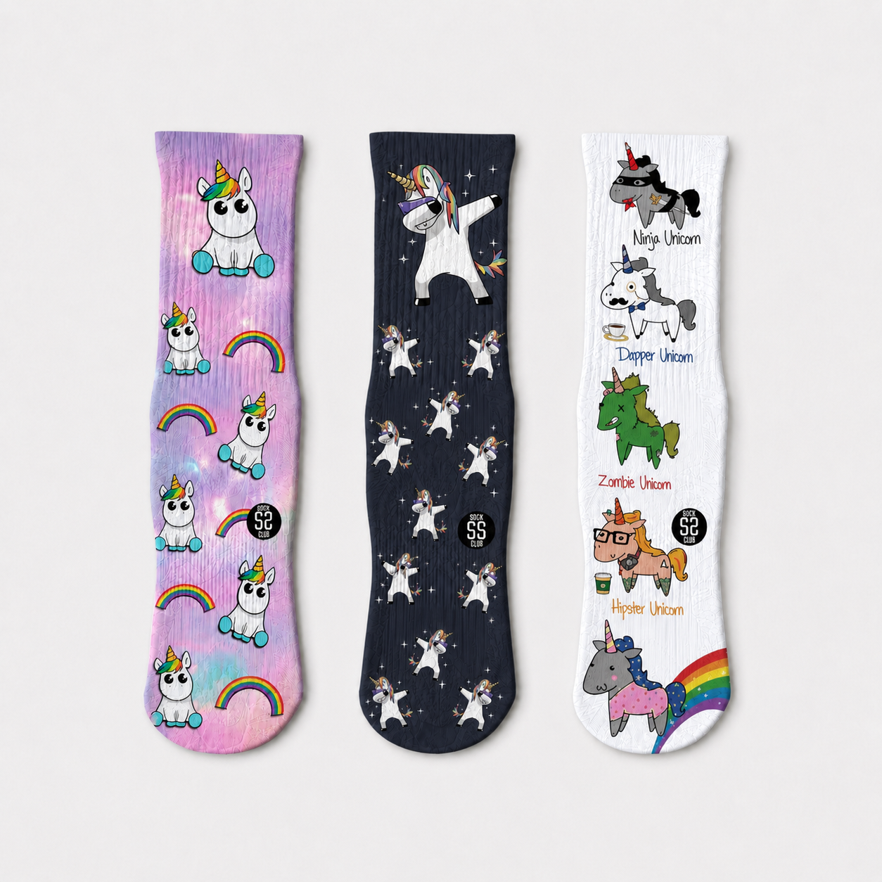 Unicorn Crew Socks (1, 3 & 5-Pair Options)